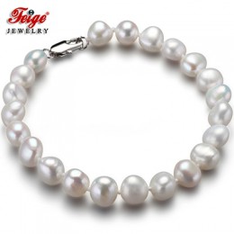 Klasyczne naturalne perła baroku bransoletka dla kobiet biżuteria rocznica prezent 7-8 MM białe słodkowodne perłowa biżuteria hu