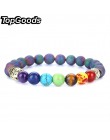 TopGoods kamień naturalny 7 Chakra złoty budda koraliki bransoletki Healing Balance Charms joga bransoletki z kamieniami szlache