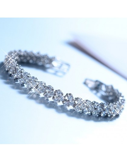 2019 nowa luksusowa bransoletka w stylu Vintage kryształ z austrii dla kobiet urok srebrne bransoletki dla nowożeńców mała biżut