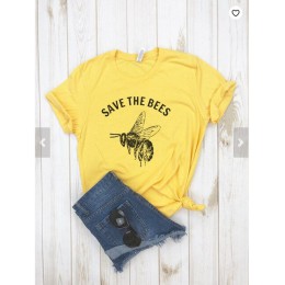 Zapisać pszczoły koszula crew neck T koszula kobiety uratować ziemię środowiska pszczoła rodzaju koszulki z nadrukami kobiety we