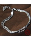 2018 nowy proste wielowarstwowe Tassel wąż łańcuch bransoletka oryginalne 100% 925 Sterling Silver biżuteria dla kobiet prezent 