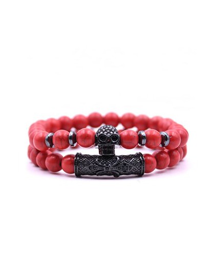 8mm 2 sztuka/zestaw Rock czaszka bransoletka Homme tygrysie oko najlepszy przyjaciel bransoletka zestaw Charms Hip Hop bransolet