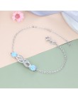 925 Sterling Silver nieskończoność bransoletki dla kobiet okrągły utworzono niebieski opal bransoletka z opalu romantyczne preze