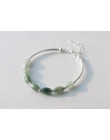100% prawdziwe. 925 Sterling Silver naturalny zielony Jade owalne/kropla wody i szczęście Ball okrągły koralik bransoletka charm