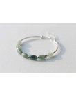 100% prawdziwe. 925 Sterling Silver naturalny zielony Jade owalne/kropla wody i szczęście Ball okrągły koralik bransoletka charm