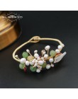 GLSEEVO naturalne wody słodkiej perła baroku bransoletka dla kobiet powłoki kwiat bransoletki i Bangle dzieła biżuteria Braccial
