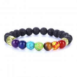 TopGoods kamień naturalny 7 Chakra złoty budda koraliki bransoletki Healing Balance Charms joga bransoletki z kamieniami szlache