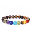 TopGoods kamień naturalny 7 Chakra złoty budda koraliki bransoletki Healing Balance Charms joga bransoletki z kamieniami szlache