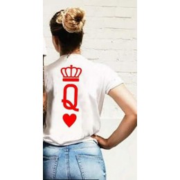 Moda graficzny Tumblr Poker drukowania król królowa serca Streetwear koszulki 2018 lato kobiety mężczyźni z krótkim rękawem na c