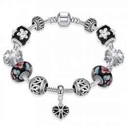 Jemmin 925 Sterling Silver serce Charm bransoletka dla kobiet DIY koraliki ze szkła Murano kobieta moda biżuteria klasyczna bran