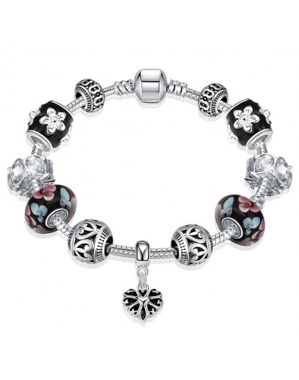 Jemmin 925 Sterling Silver serce Charm bransoletka dla kobiet DIY koraliki ze szkła Murano kobieta moda biżuteria klasyczna bran