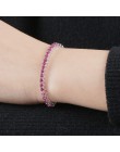 UMCHO bogaty kolor utworzono Ruby bransoletka dla kobiet 925 Sterling Silver biżuteria stycznia Birthstone romantyczny mała biżu