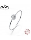 Rinntin solidna 925 Sterling Silver kobiety bransoletki i Bangles Bezel Pave z AAA ruchome błyszczące cyrkon kobiet bransoletka 