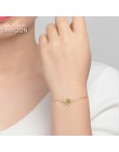 LAMOON 2mm 0.06ct 100% naturalny szmaragdowy 925 Sterling Silver biżuteria 14 K żółte łańcuszek pozłacany Charm bransoletka S925