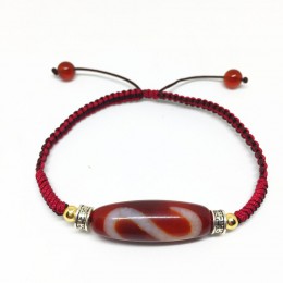 Ręcznie regulowany bransoletka agat pieniądze hak tybetański Dzi koralik Amulet szczęście czerwony kolor wysokiej jakości