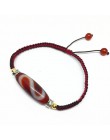 Ręcznie regulowany bransoletka agat pieniądze hak tybetański Dzi koralik Amulet szczęście czerwony kolor wysokiej jakości