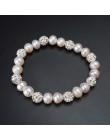 ASHIQI 8-9mm Brilliant naturalna perła słodkowodna bransoletki z kryształ szambali koraliki urok czeski elastyczność bransoletki