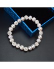 ASHIQI 8-9mm Brilliant naturalna perła słodkowodna bransoletki z kryształ szambali koraliki urok czeski elastyczność bransoletki