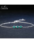 Lamoon 2mm 100% naturalny kwadratowy zielony chalcedon 925 srebro bransoletka łańcuch urok biżuteria S925 LMHI017