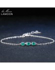 Lamoon 2mm 100% naturalny kwadratowy zielony chalcedon 925 srebro bransoletka łańcuch urok biżuteria S925 LMHI017