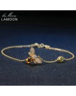 LAMOON piękny pszczoła Brecelets dla kobiet 100% naturalne cytryn 925 Sterling Silver grzywny biżuteria urok bransoletki ręcznie