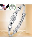 OMHXZJ hurtownia europejska moda kobieta dziewczyna Party prezent ślubny szczęście koraliki S999 Sterling Silver mankiet bransol