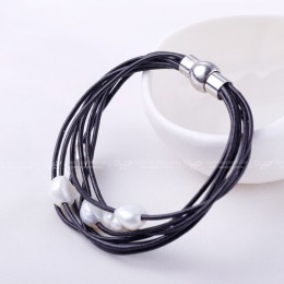 DAIMI 9-10mm białe naturalne perła baroku bransoletka 7 warstw skórzana bransoletka hurtownie cena magnes zapięcie