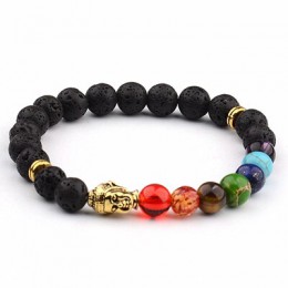 Bransoletka z agatem mężczyźni moda 7 Chakra Healing zroszony bransoletka z kamieniami lawowymi budda bransoletka bransoletka ko