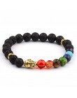 Bransoletka z agatem mężczyźni moda 7 Chakra Healing zroszony bransoletka z kamieniami lawowymi budda bransoletka bransoletka ko