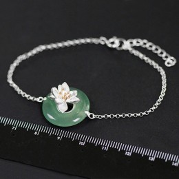 Lotus zabawy majątek 925 Sterling Silver naturalne kamienie kreatywny ręcznie robiona biżuteria lotosu szepty bransoletka dla ko