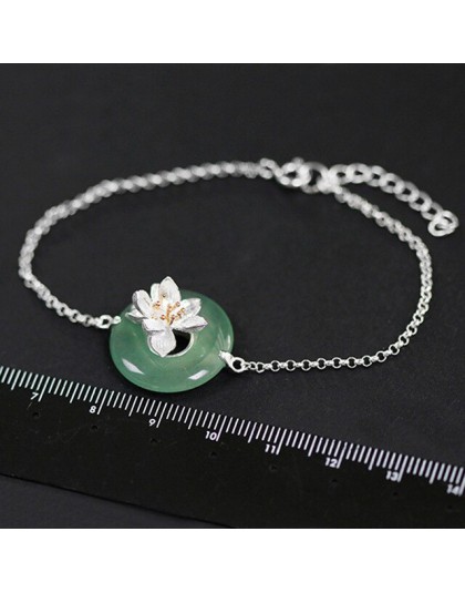 Lotus zabawy majątek 925 Sterling Silver naturalne kamienie kreatywny ręcznie robiona biżuteria lotosu szepty bransoletka dla ko