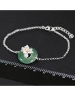 Lotus zabawy majątek 925 Sterling Silver naturalne kamienie kreatywny ręcznie robiona biżuteria lotosu szepty bransoletka dla ko