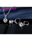Jemmin 8 kolor AAA kryształ 925 Sterling srebrne wisiorki kolczyki naszyjnik zestaw kobiety dziewczyny Party cztery pazur biżute