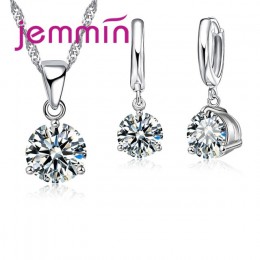 Jemmin New Arrival 8 kolor AAA kryształ biżuteria ustaw 925 Sterling Silver kolczyki naszyjnik zestaw kobiety dziewczyny Party t