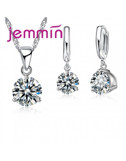 Jemmin New Arrival 8 kolor AAA kryształ biżuteria ustaw 925 Sterling Silver kolczyki naszyjnik zestaw kobiety dziewczyny Party t