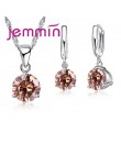 Jemmin New Arrival 8 kolor AAA kryształ biżuteria ustaw 925 Sterling Silver kolczyki naszyjnik zestaw kobiety dziewczyny Party t