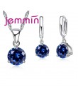 Jemmin New Arrival 8 kolor AAA kryształ biżuteria ustaw 925 Sterling Silver kolczyki naszyjnik zestaw kobiety dziewczyny Party t