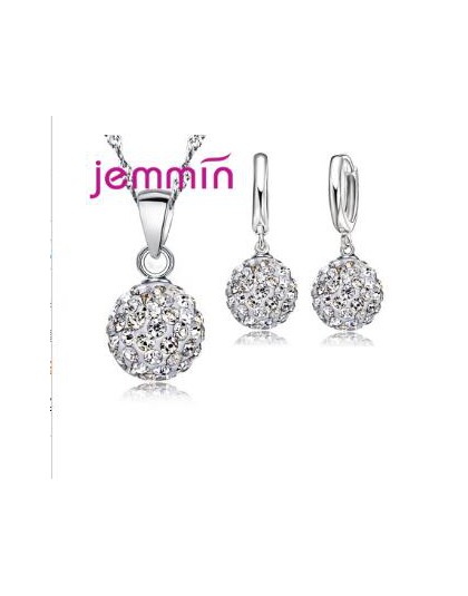JEMMIN nowa moda Big promocja 925 Sterling srebrny kryształ biżuteria naszyjnik wisiorek kolczyk sześciennych tlenku cyrkonu dla