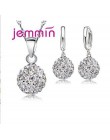 JEMMIN nowa moda Big promocja 925 Sterling srebrny kryształ biżuteria naszyjnik wisiorek kolczyk sześciennych tlenku cyrkonu dla