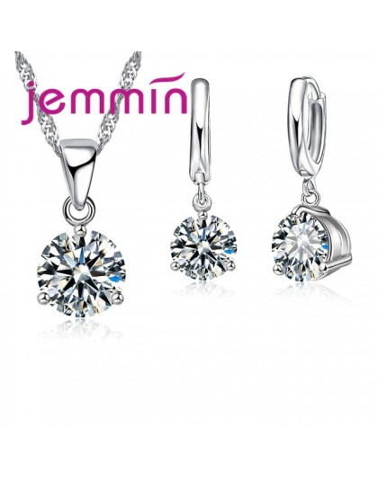 Jemmin szybka wysyłka 925 Sterling Silver wesela/zaręczyny naszyjnik wisiorek zestawy kolczyków dla kobiet moda biżuteria