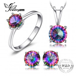 100% naturalne Rainbow ogień Mystic Topaz wisiorki pierścionki kolczyki 925 Sterling Silver Jewelry Sets dla kobiet prezenty ślu