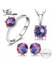 100% naturalne Rainbow ogień Mystic Topaz wisiorki pierścionki kolczyki 925 Sterling Silver Jewelry Sets dla kobiet prezenty ślu