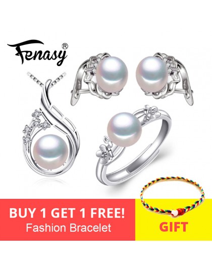 FENASY 925 srebro kolczyki z kamieniami, biżuteria – naturalne perły zestawy dla kobiet, artystyczny zestaw klipsy pierścienie