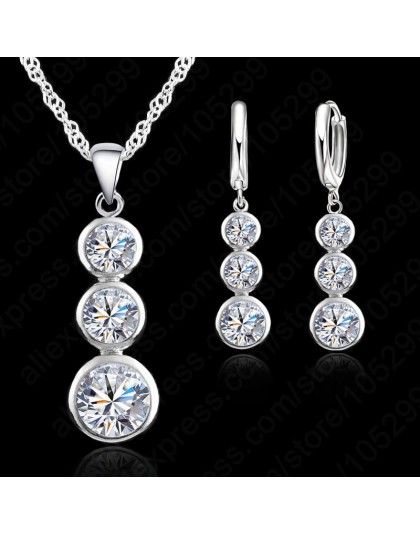 Jemmin kobiet w porządku biżuteria 925 Sterling Silver zestawy kryształowej biżuterii na ślub wisiorki naszyjniki zestaw kolczyk