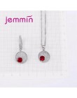 Jemmin prosty styl okrągły 925 Sterling Silver naszyjniki kolczyki zestaw biżuterii z dobrze czerwony kryształ dla kobiet Lady P