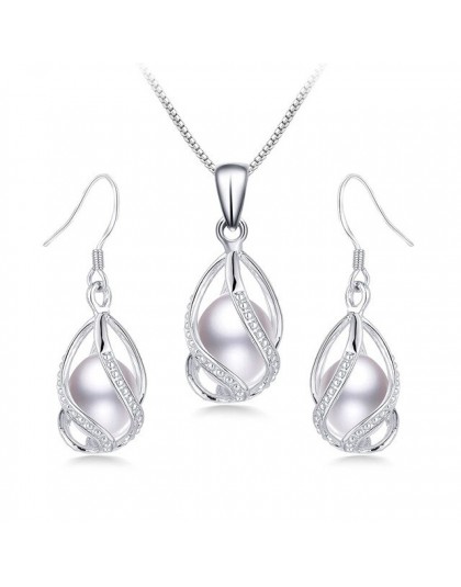 100% naturalna perła słodkowodna biżuteria zestawy dla kobiet moda 925 Sterling Silver kolczyki + wisiorek biżuteria ślubna z pu