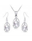 100% naturalna perła słodkowodna biżuteria zestawy dla kobiet moda 925 Sterling Silver kolczyki + wisiorek biżuteria ślubna z pu
