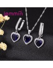 Jemmin gorąca sprzedaż w kształcie serca w kształcie serca niebieski kryształ 925 Sterling Silver naszyjnik i zestaw kolczyków d
