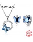 CADEINAMA moda motyl Austria kryształowy wisiorek naszyjnik kolczyki zestaw kolczyków 925 Sterling Silver dziewczyna kobiet w po