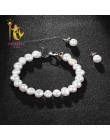 Nimfa słodkowodne Pearl zestaw biżuterii dla kobiet naturalny barokowy biały kamień koraliki Choker naszyjnik kolczyki bransolet
